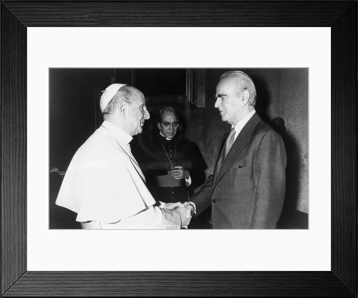 Framed Print : Premier Constantine Caramanlis with Pope Paul VI Framed Print : Premier Constantine Caramanlis with Pope Paul VI