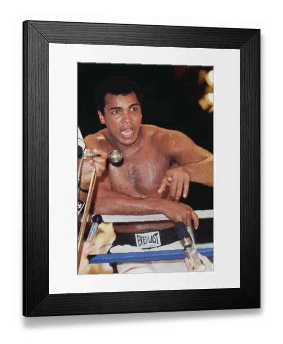 Framed Print : Muhammad Ali Speaking Into Microphone