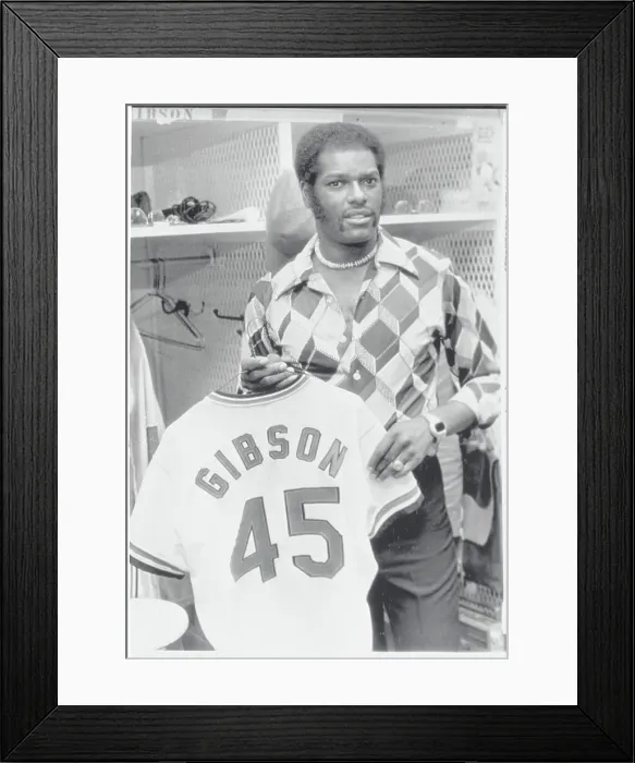 Framed Print : Bob Gibson Holding Jersey Framed Print : Bob Gibson Holding Jersey