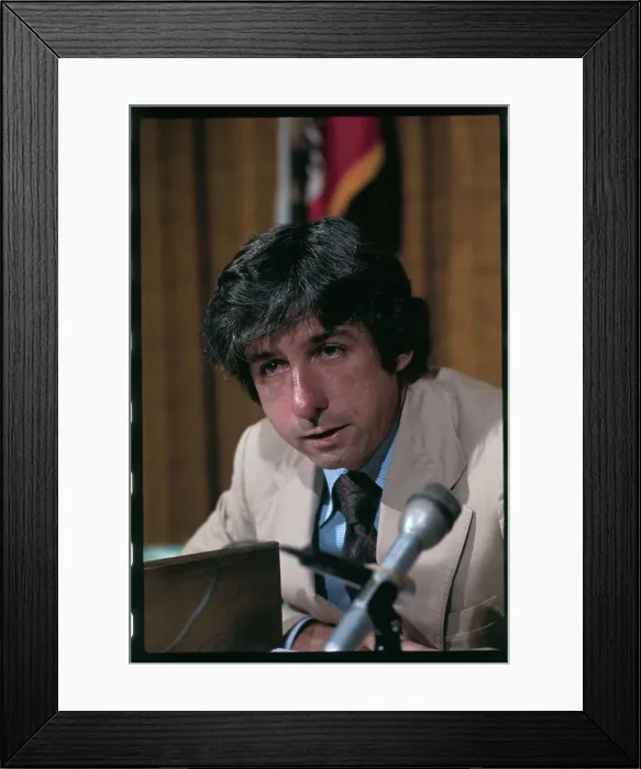Framed Print : Tom Hayden at Microphones Framed Print : Tom Hayden at Microphones