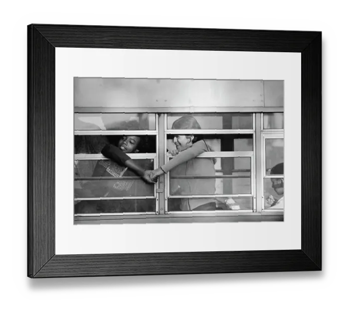 Framed Print : Black and White Female Students Holding Hands Framed Print : Black and White Female Students Holding Hands