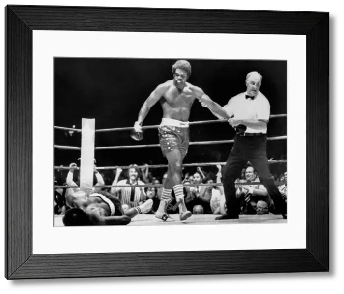 Framed Print : Ron Lyle. The referee leads heavyweight boxer Framed Print : Ron Lyle. The referee leads heavyweight boxer