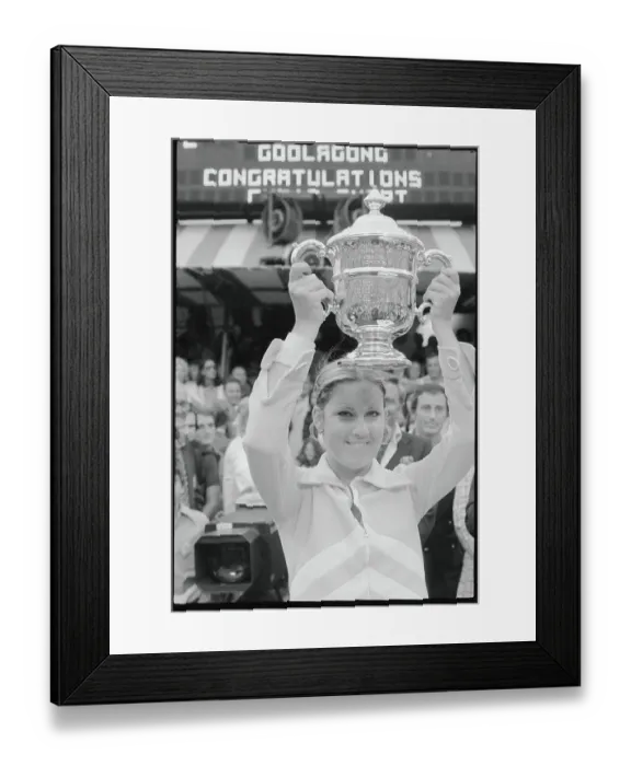 Framed Print : Tennis Star Chris Evert Holding Large Trophy Overhead Framed Print : Tennis Star Chris Evert Holding Large Trophy Overhead