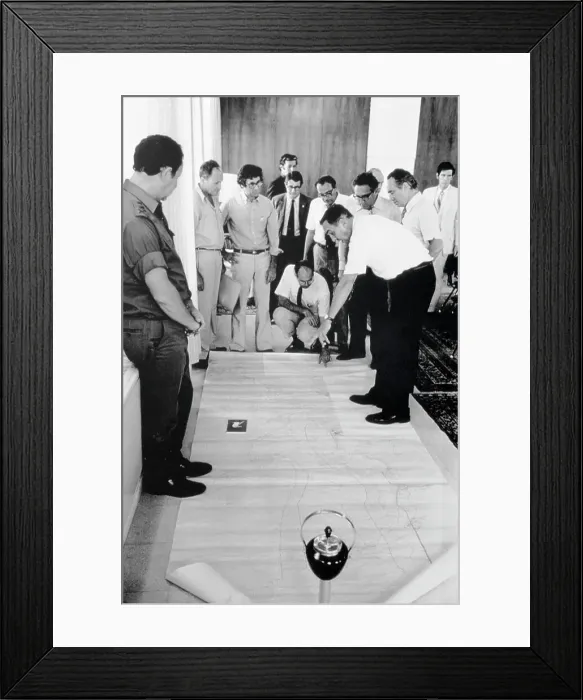 Framed Print : Kissinger and Israeli Leaders Study Maps Framed Print : Kissinger and Israeli Leaders Study Maps