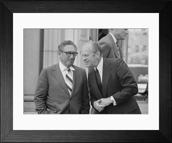 Framed Print : Gerald Ford and Henry Kissinger Conversing Framed Print : Gerald Ford and Henry Kissinger Conversing