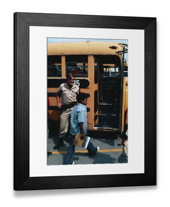 Framed Print : Police Overseeing School Bus Integration Framed Print : Police Overseeing School Bus Integration