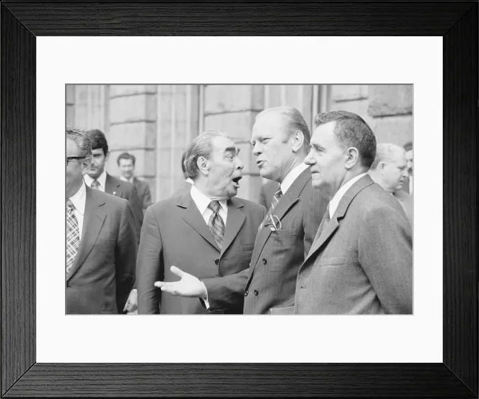 Framed Print : President Ford with Brezhnev and Gromyko at Helsinki Accords Framed Print : President Ford with Brezhnev and Gromyko at Helsinki Accords