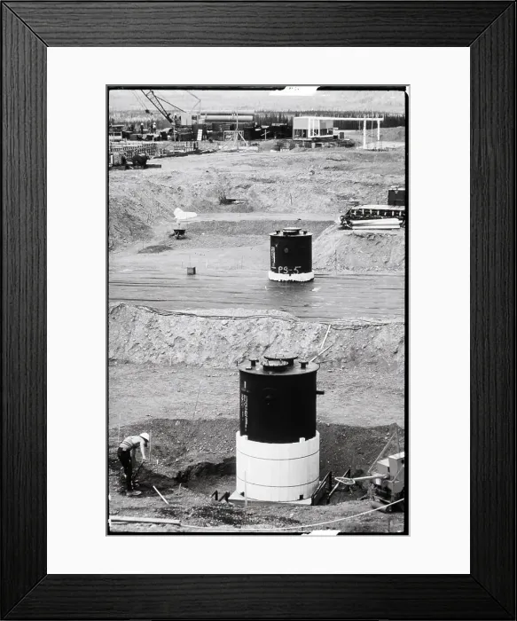 Framed Print : Oil Pipeline Construction--Booster Cans