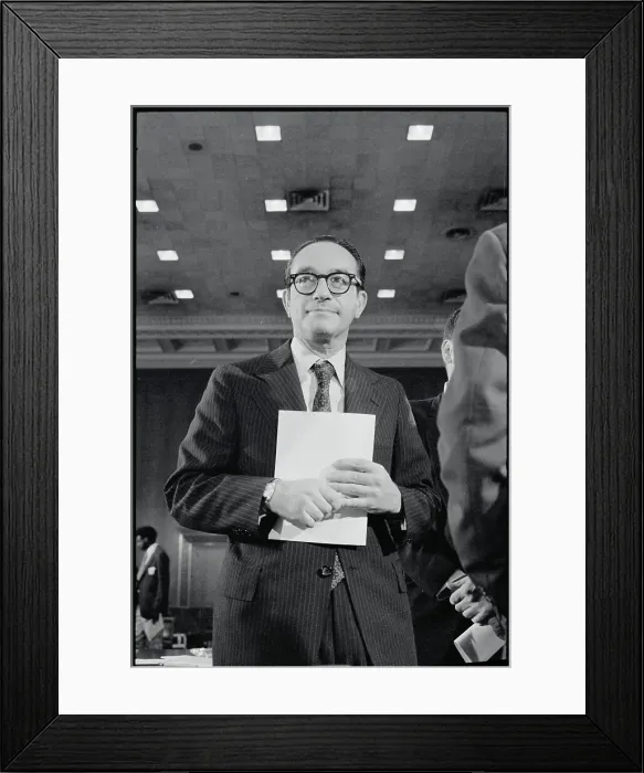 Framed Print : Alan Greenspan Holding Papers