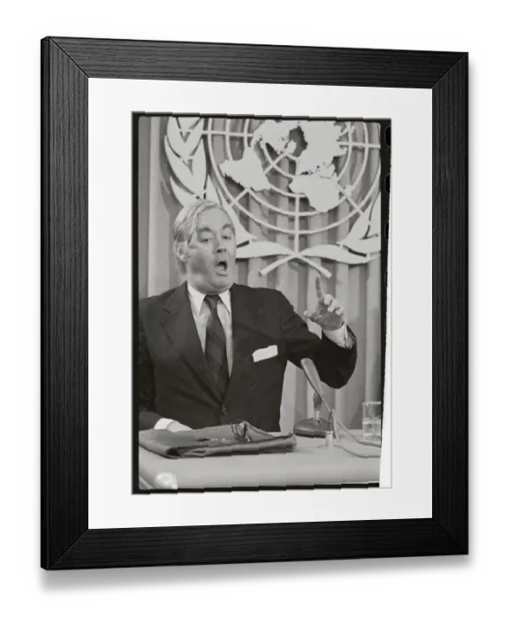 Framed Print : Daniel Moynihan Speaking and Gesturing at Microphone Framed Print : Daniel Moynihan Speaking and Gesturing at Microphone