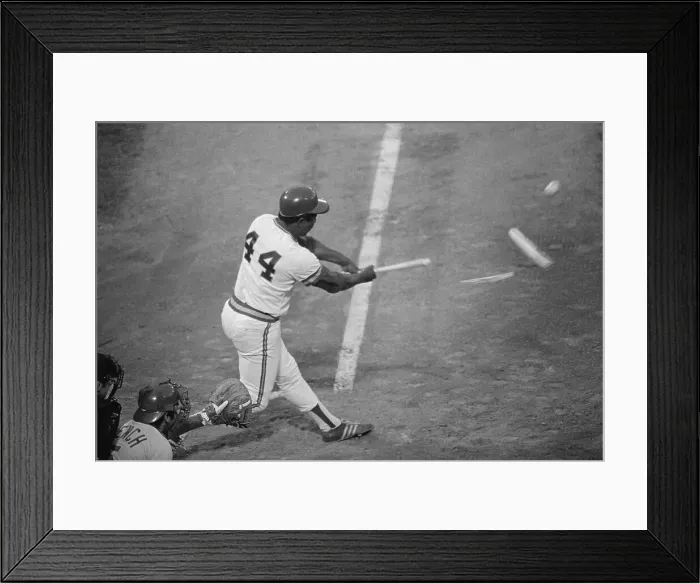 Framed Print : Hank Aaron Shattering Bat During Swing Framed Print : Hank Aaron Shattering Bat During Swing