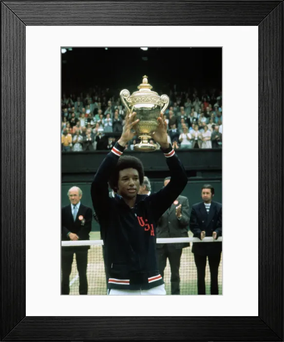 Framed Print : Arthur Ashe Holding Up Wimbledon Trophy Framed Print : Arthur Ashe Holding Up Wimbledon Trophy