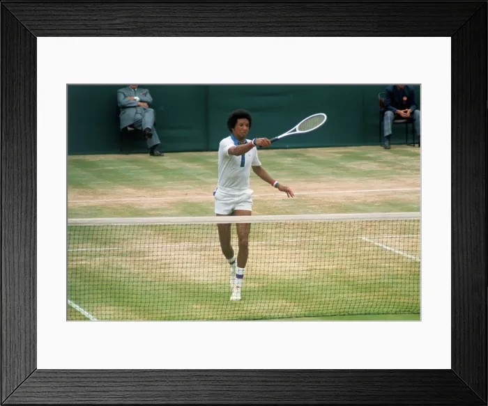 Framed Print : Arthur Ashe Hitting Tennis Ball at Wimbledon Framed Print : Arthur Ashe Hitting Tennis Ball at Wimbledon