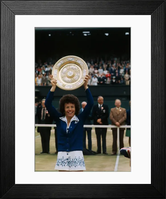 Framed Print : Billie Jean King Holding Wimbledon Trophy Framed Print : Billie Jean King Holding Wimbledon Trophy