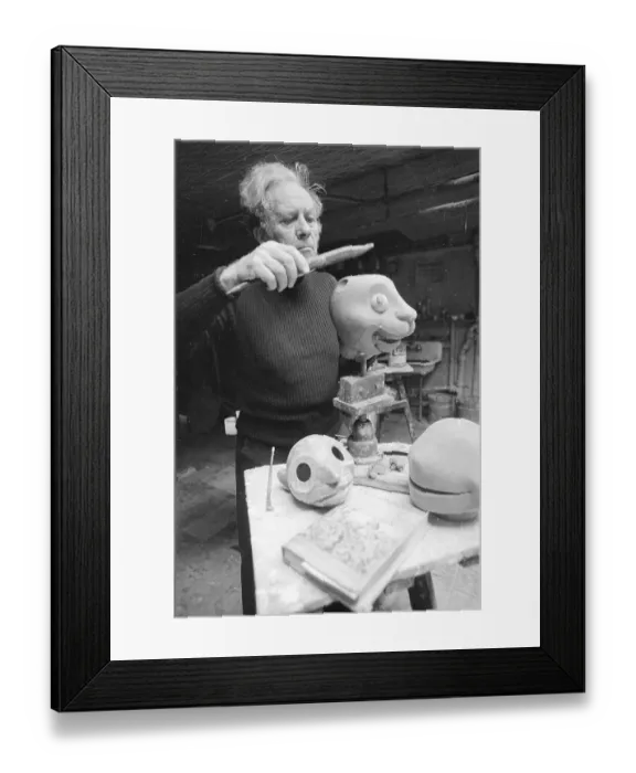 Framed Print : Bil Baird Creating a Rabbit Head Framed Print : Bil Baird Creating a Rabbit Head