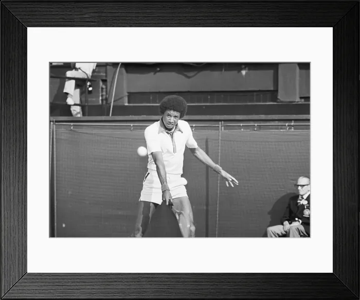 Framed Print : Ashe Playing at Wimbledon Framed Print : Ashe Playing at Wimbledon