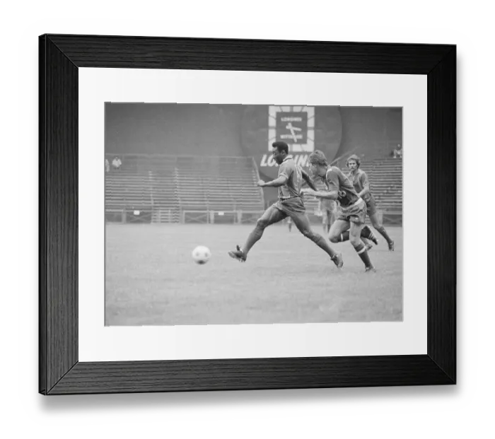 Framed Print : Pele Running Ahead of Two Other Soccer Players Framed Print : Pele Running Ahead of Two Other Soccer Players