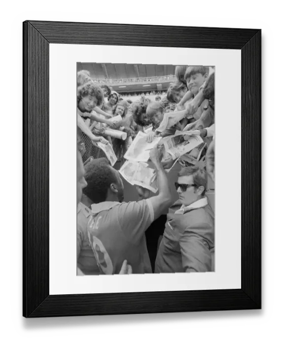 Framed Print : Soccer Star Pele Signing Autographs Framed Print : Soccer Star Pele Signing Autographs
