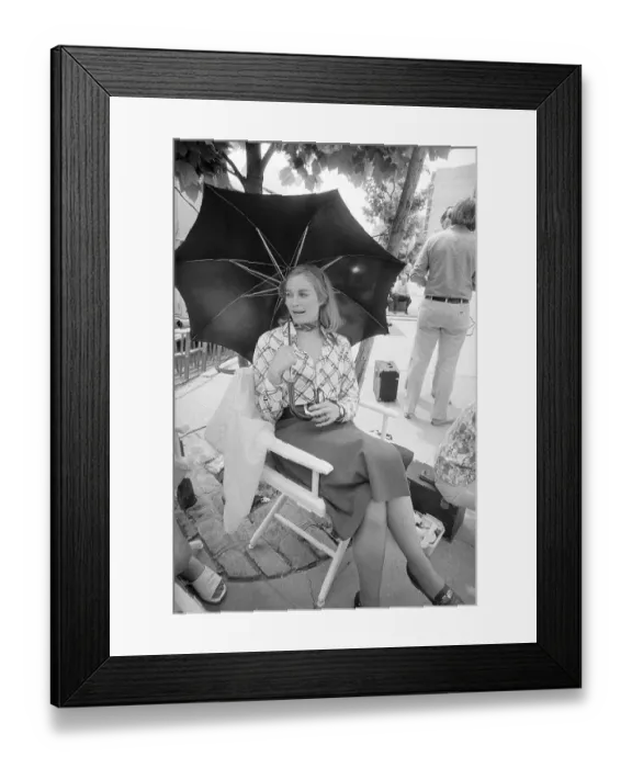 Framed Print : Cybill Shepherd Holding an Umbrella