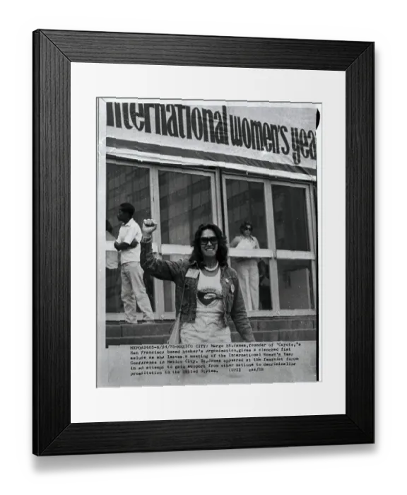 Framed Print : Margo St. James with Raised Fist Framed Print : Margo St. James with Raised Fist