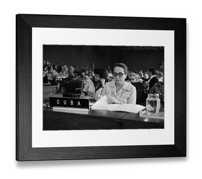 Framed Print : Vilma Espin Seated Reviewing Speech Framed Print : Vilma Espin Seated Reviewing Speech