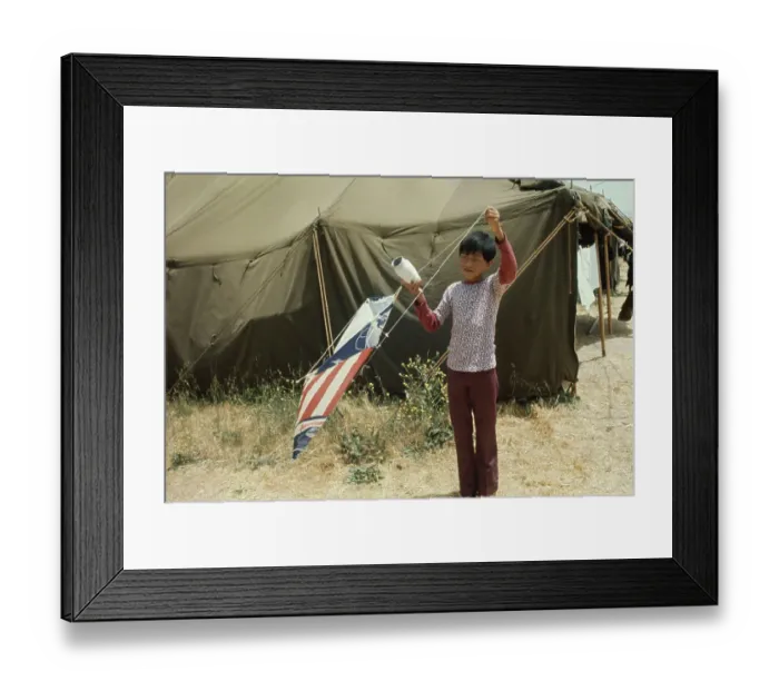 Framed Print : Vietnamese Boy Flying A Kite