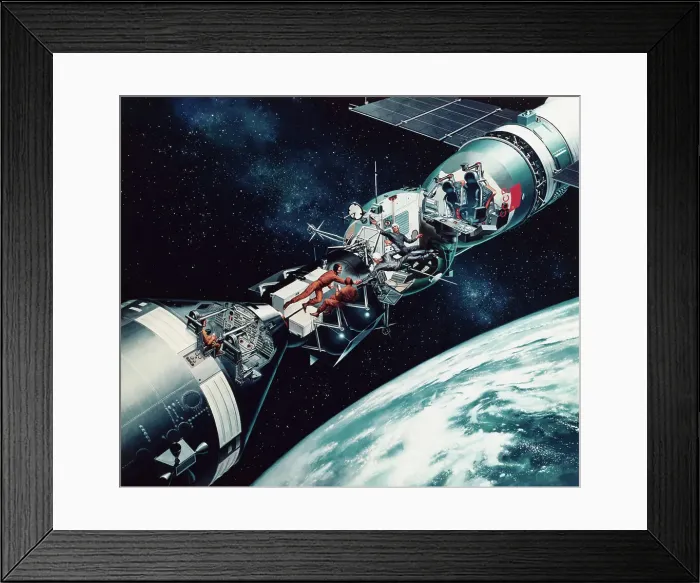 Framed Print : Artist Depiction of Historic Meeting in Space Framed Print : Artist Depiction of Historic Meeting in Space