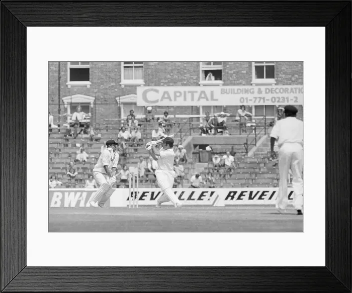 Framed Print : Alan Turner Swing in Prudential World Cup Cricket Game Framed Print : Alan Turner Swing in Prudential World Cup Cricket Game
