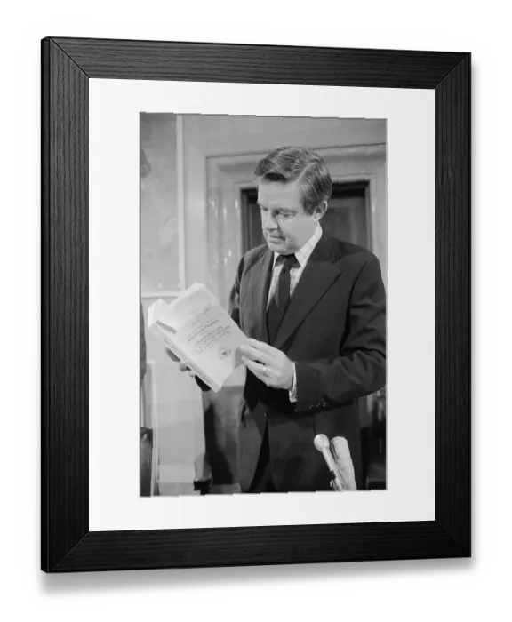 Framed Print : Senator Frank Church Holding a Book