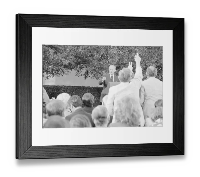 Framed Print : Gerald Ford at News Conference Framed Print : Gerald Ford at News Conference