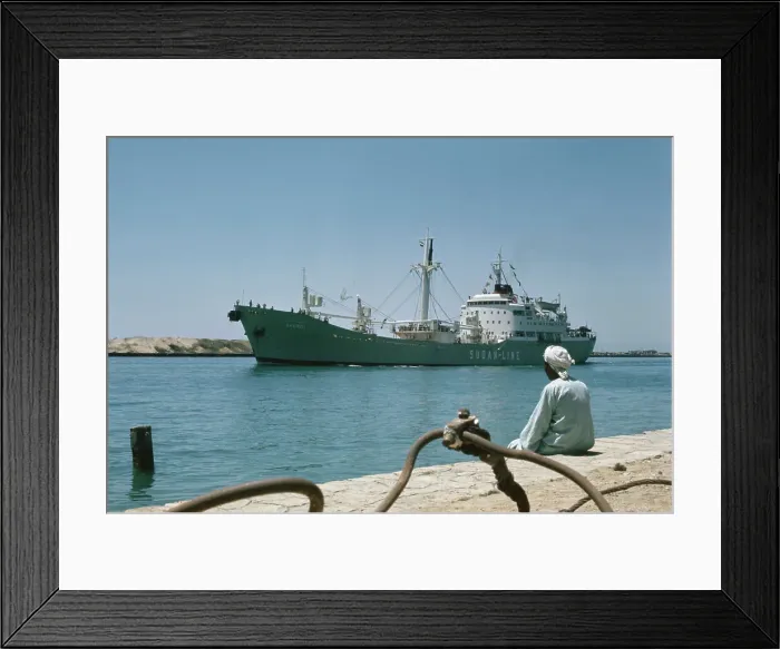 Framed Print : A Freighter In Reopened Suez Canal Framed Print : A Freighter In Reopened Suez Canal