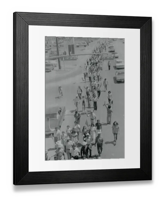 Framed Print : Automobiles and Pedestrians in United Farm Workers March
