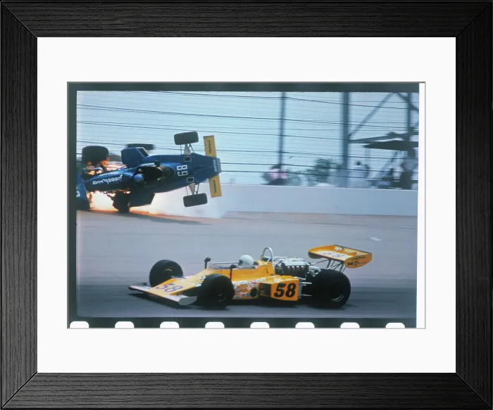 Framed Print : Tom Sneva's Race Car Crashing Framed Print : Tom Sneva's Race Car Crashing
