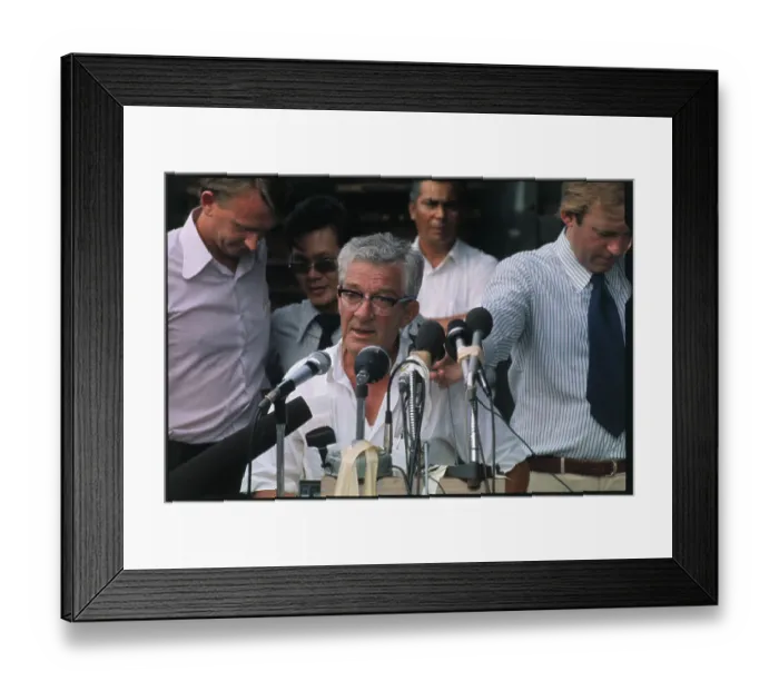Framed Print : Captain of SS Mayaguez Speaking to Press