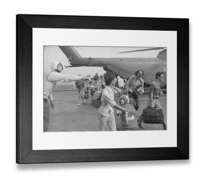 Framed Print : Navy Soldier Directing Evacuees Framed Print : Navy Soldier Directing Evacuees