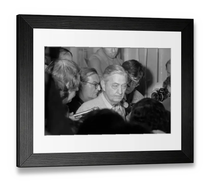 Framed Print : Graham Martin Surrounded by Press Framed Print : Graham Martin Surrounded by Press