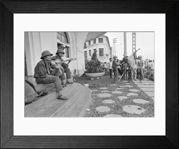 Framed Print : Soldier Playing a Guitar Framed Print : Soldier Playing a Guitar