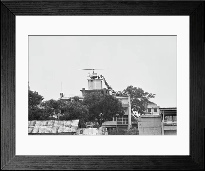 Framed Print : Helicopter Evacuating Crowd from Rooftop Framed Print : Helicopter Evacuating Crowd from Rooftop