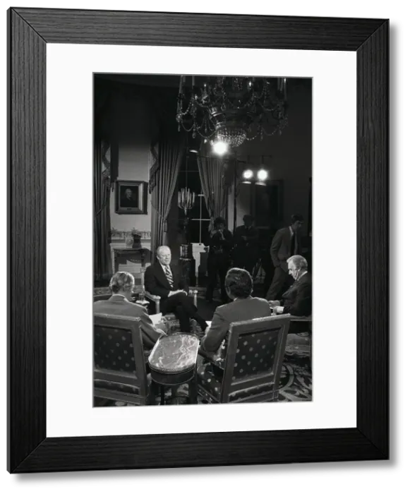 Framed Print : CBS Reporters Interviewing Gerald Ford Framed Print : CBS Reporters Interviewing Gerald Ford