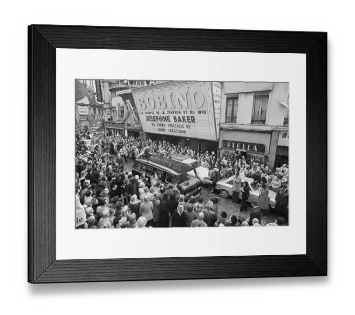 Framed Print : Crowd Watching Hearse Carrying Josephine Baker Framed Print : Crowd Watching Hearse Carrying Josephine Baker