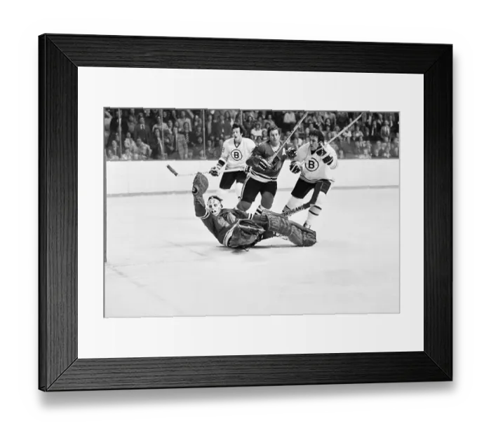 Framed Print : Tony Esposito Reaching for Puck Framed Print : Tony Esposito Reaching for Puck