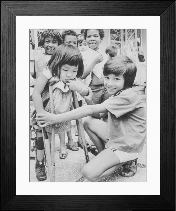 Framed Print : South Vietnamese Orphans Saying Goodbye Framed Print : South Vietnamese Orphans Saying Goodbye