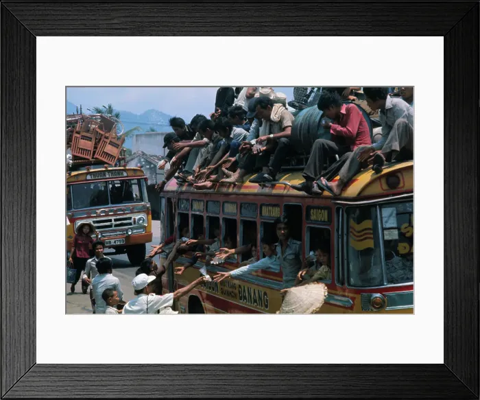 Framed Print : Civilians Offering Food and Drink to Refugees