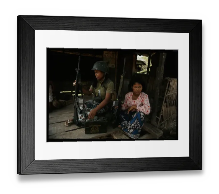 Framed Print : Cambodian Women with Military Rifles Framed Print : Cambodian Women with Military Rifles