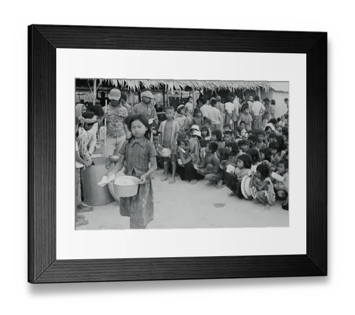 Framed Print : Orphaned Children Waiting for Rice Framed Print : Orphaned Children Waiting for Rice