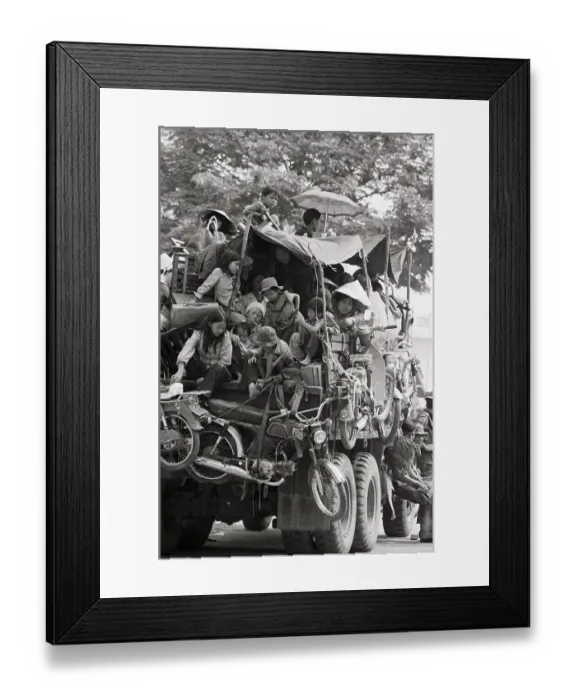 Framed Print : Truck Piled With Refugees Fleeing Framed Print : Truck Piled With Refugees Fleeing