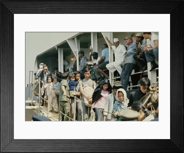 Framed Print : Refugees Disembark Ship Framed Print : Refugees Disembark Ship