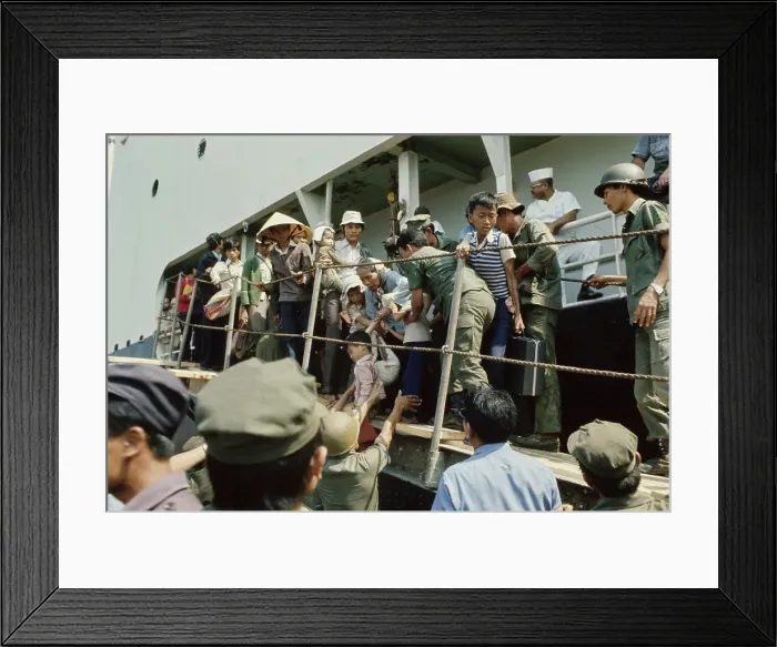 Framed Print : Refugees Disembark Ship Framed Print : Refugees Disembark Ship