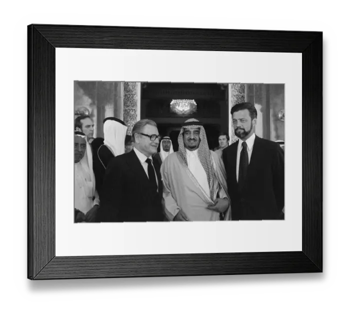 Framed Print : Crown Prince Fahd Posing W / Two Men Framed Print : Crown Prince Fahd Posing W / Two Men