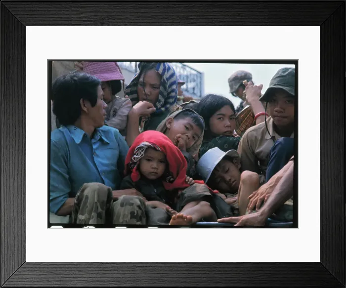 Framed Print : Vietnamese Refugees Fleeing in Crowded Truck Framed Print : Vietnamese Refugees Fleeing in Crowded Truck